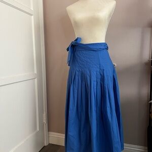 J. Crew Blue Cotton full Midi-skirt with blue cotton belt. NWT